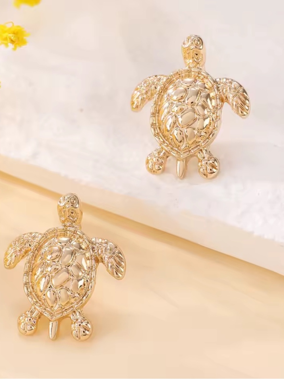 Cute Gold Sea Turtle Earrings